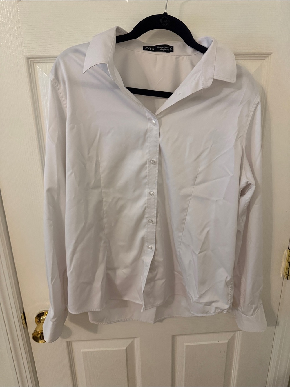 White Button-Down Shirt for Women — Classic Collared Long Sleeve